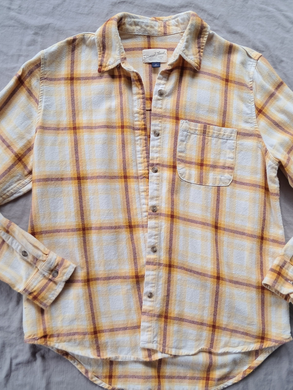 Universal Thread Yellow Plaid Button-Down Shirt